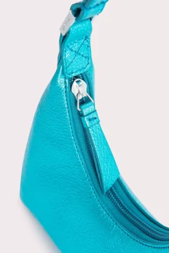 Baby Amber Aqua Metallic Grain Leather