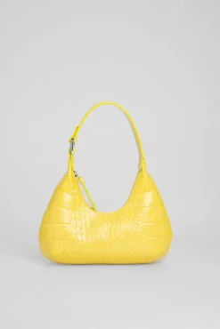 Baby Amber Custard Croco Embossed Leather