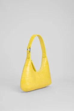 Baby Amber Custard Croco Embossed Leather