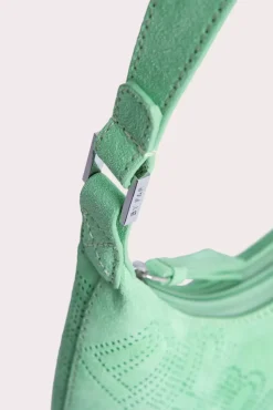 Baby Amber Spearmint Perforated Suede Leather