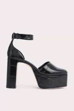 Barb Black Maxi Croco Embossed Leather