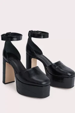 Barb Black Maxi Croco Embossed Leather