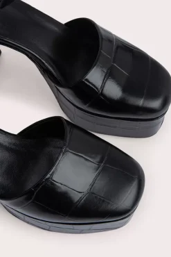 Barb Black Maxi Croco Embossed Leather