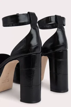 Barb Black Maxi Croco Embossed Leather
