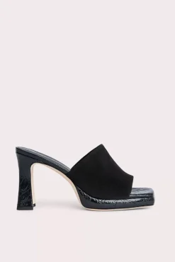 Beliz Black Croco And Suede Leather
