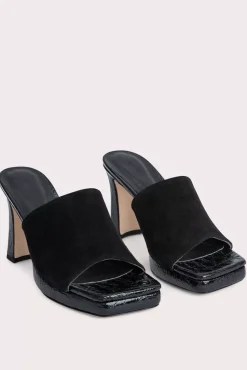 Beliz Black Croco And Suede Leather