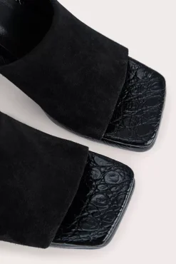 Beliz Black Croco And Suede Leather