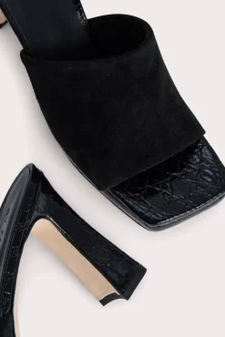 Beliz Black Croco And Suede Leather