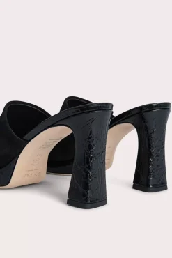 Beliz Black Croco And Suede Leather
