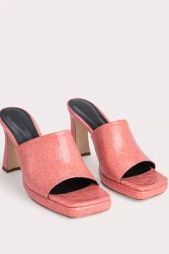 Beliz Salmon Circular Croco Embossed Leather