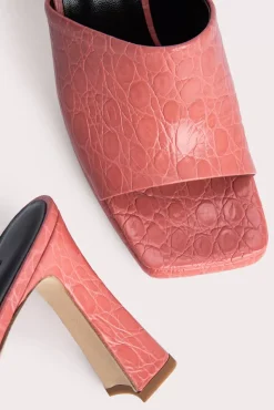 Beliz Salmon Circular Croco Embossed Leather