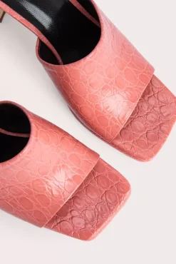 Beliz Salmon Circular Croco Embossed Leather
