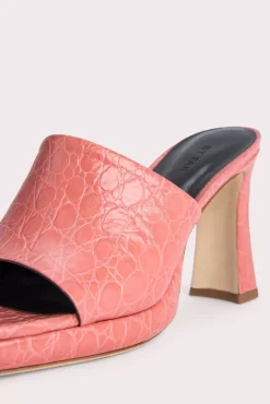 Beliz Salmon Circular Croco Embossed Leather