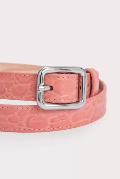 Beni Salmon Circular Croco Embossed Leather
