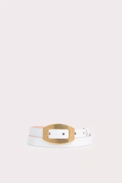 Block White Semi Patent Leather