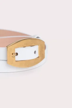 Block White Semi Patent Leather