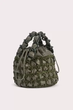 Cass Military Green Chenille And Leather