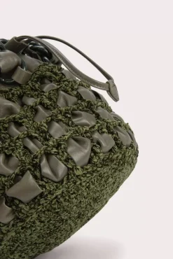 Cass Military Green Chenille And Leather