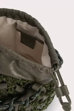 Cass Military Green Chenille And Leather