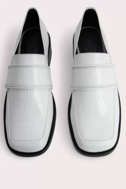 Cyril White Maxi Croco Embossed Leather