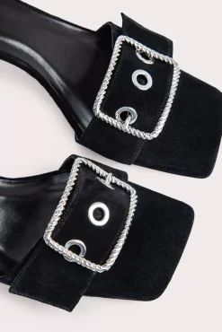 Davina Black Suede Leather