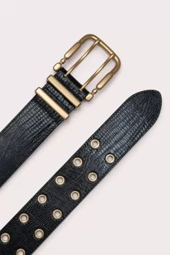 Duo Black Lizard Embossed Leather