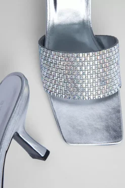 Dylan Silver Leather And Crystals