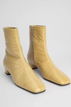 Este Boot Flax Circular Croco Embossed Leather