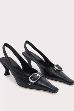 Evita Black Maxi Croco And Nappa Leather