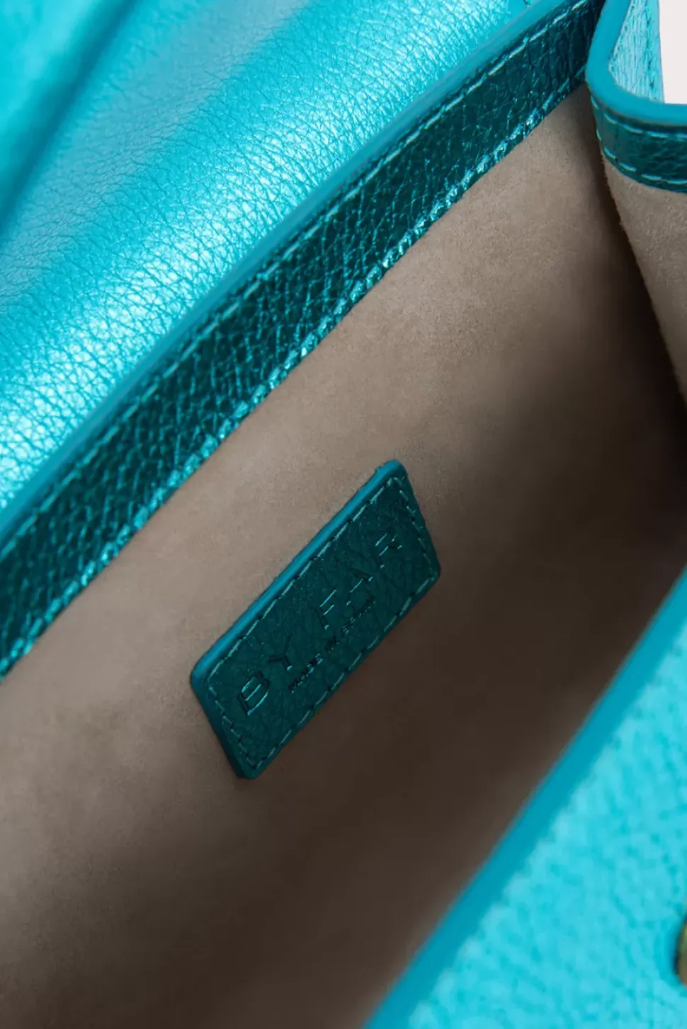 Fran Aqua Metallic Grain Leather