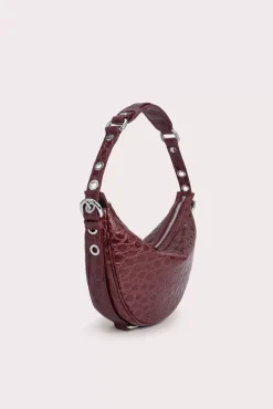 Gib Wine Circular Croco Embossed Leather