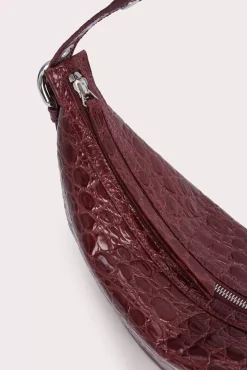 Gib Wine Circular Croco Embossed Leather