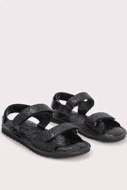 Gideon Black Circular Croco Embossed Leather