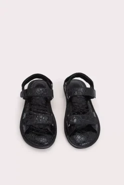 Gideon Black Circular Croco Embossed Leather