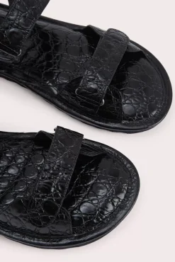 Gideon Black Circular Croco Embossed Leather