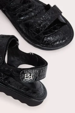 Gideon Black Circular Croco Embossed Leather