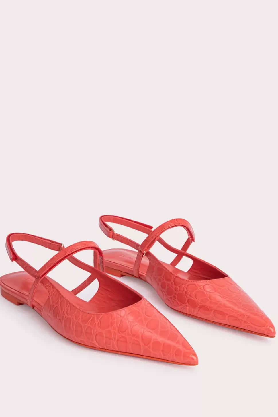 Jess Coral Circular Croco Embossed Leather