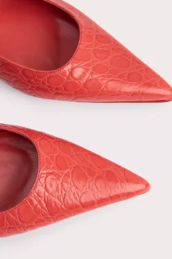Jess Coral Circular Croco Embossed Leather