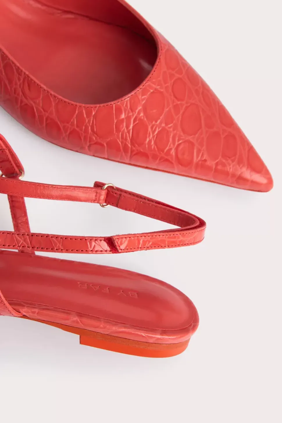 Jess Coral Circular Croco Embossed Leather