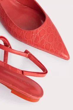 Jess Coral Circular Croco Embossed Leather