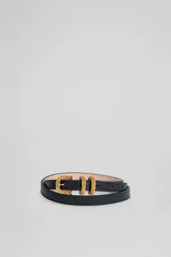 Kat Black Embossed Leather