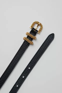 Kat Black Embossed Leather