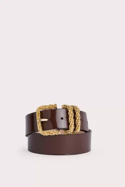 Katina Brown Semi Patent Leather