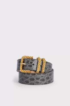 Katina Cement Circular Croco Embossed Leather