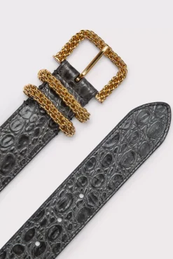 Katina Cement Circular Croco Embossed Leather