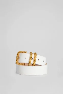 Katina White Embossed Leather