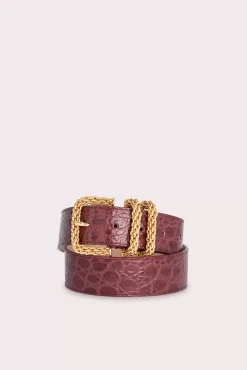 Katina Wine Circular Croco Embossed Leather