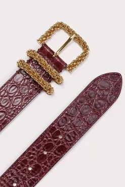 Katina Wine Circular Croco Embossed Leather