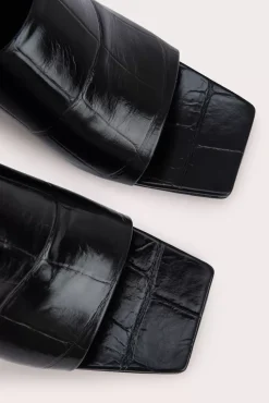 Katya Black Maxi Croco Embossed Leather