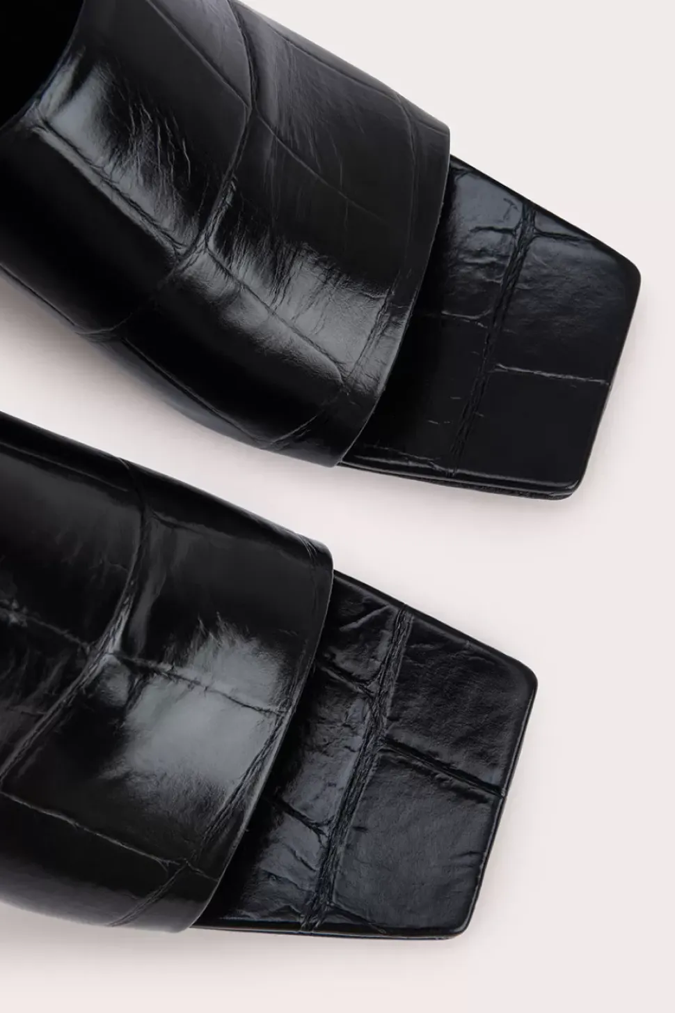 Katya Black Maxi Croco Embossed Leather